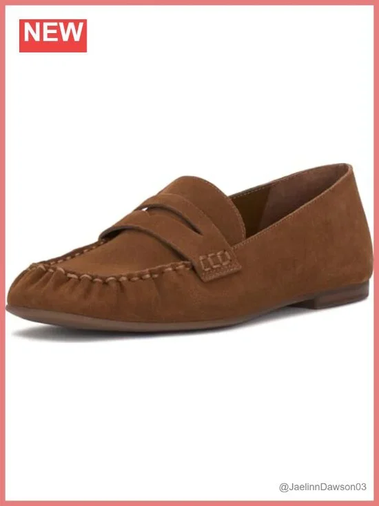 Vince Camuto Paelyn Women's Suede Penny Loafers Slip On Flat Shoes Almond Toe