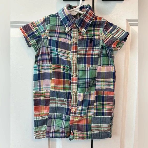 Ralph Lauren Infant Patchwork 100% Cotton Romper Size 3 Months