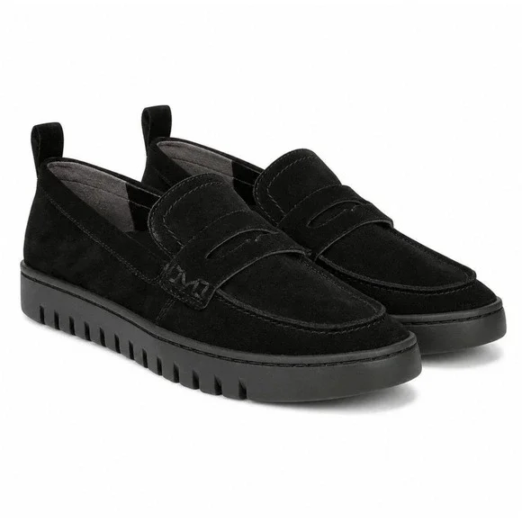 VIONIC Uptown Supportive Loafers Womens 10 Black Suede Leather Arch Support $139