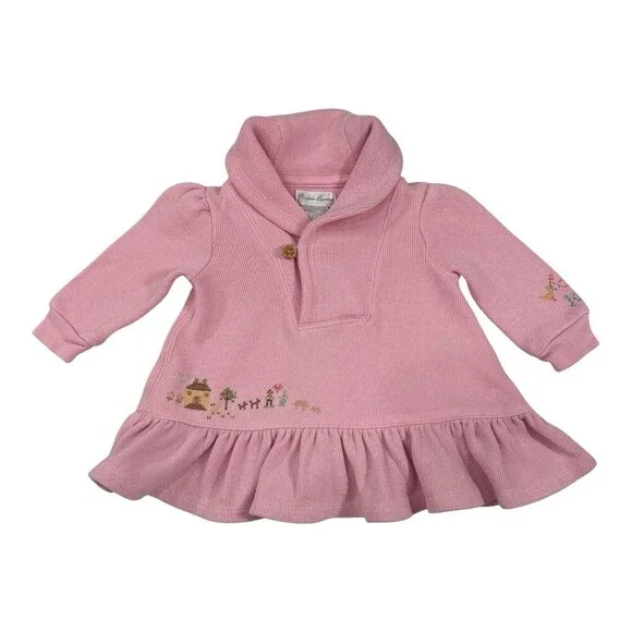 Ralph Lauren Pink Baby Girl Sweater With  Embroidered Detail Size 3-6 Months