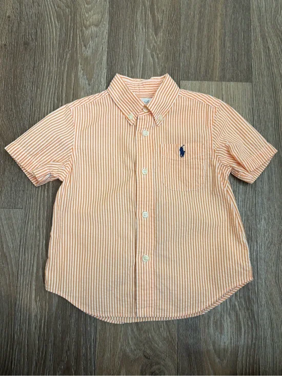 Ralph Lauren Orange Striped Short-Sleeve Button-Down Shirt