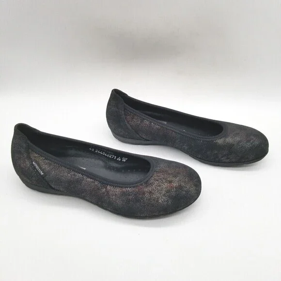 Mephisto Womens Black Glitter Round Toe Emilie  Ballet‎ Flats Size 6.5
