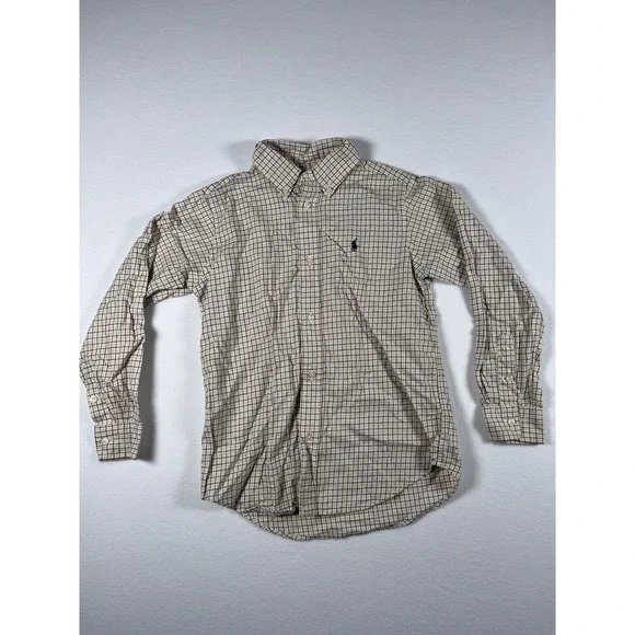 VTG Ralph Lauren Boy's Plaid Size 7 Long Sleeve Button Down Shirt Y2K
