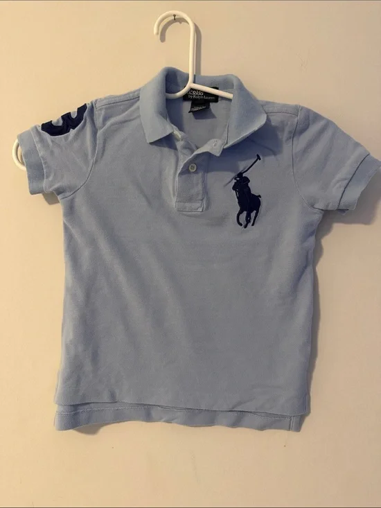 Ralph Lauren Light Blue Polo with Navy Logo - Kids
