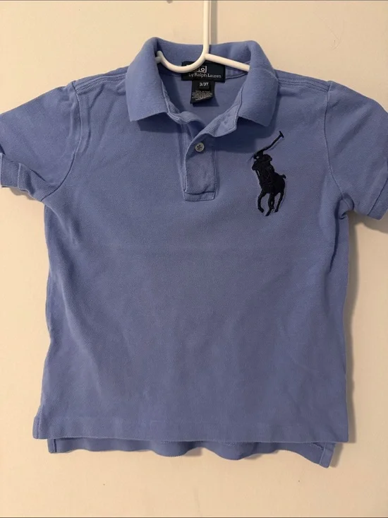 Ralph Lauren Boys Light Blue Polo with Navy Pony