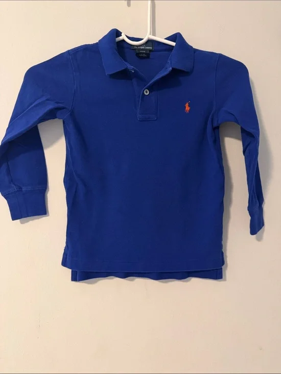 Ralph Lauren Kids Long-Sleeve Polo - Blue with Orange Pony