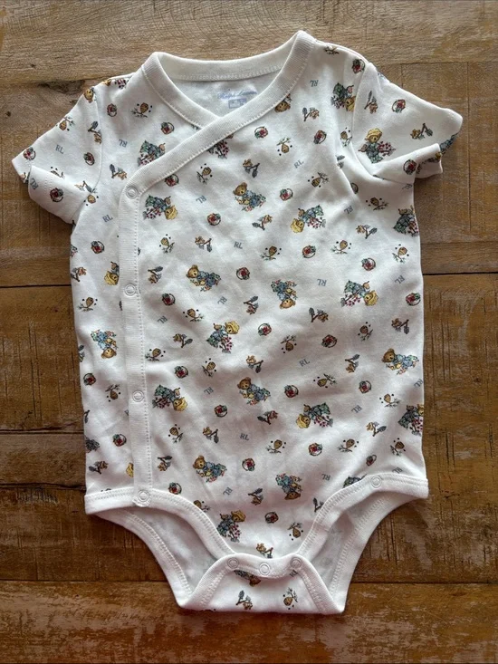 NWT Ralph Lauren Teddy & Garden Onesie 9m