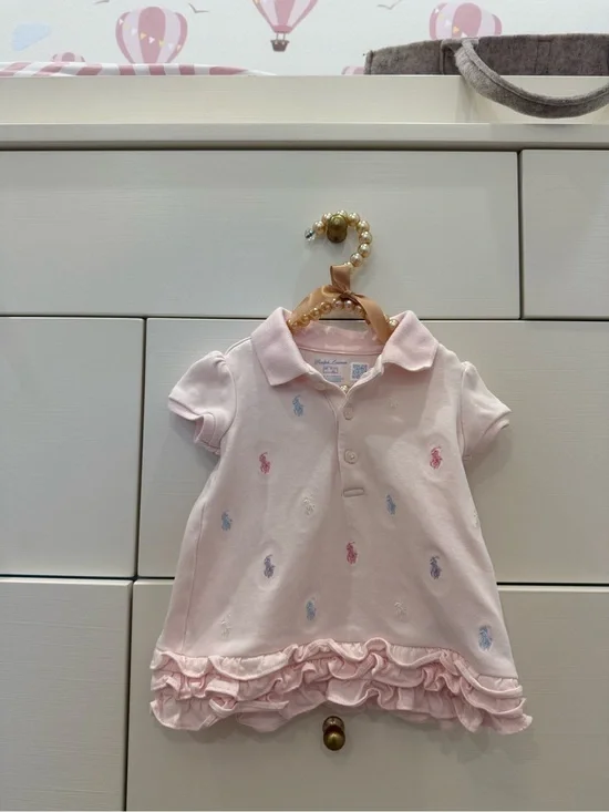 Ralph Lauren Light Pink Polo Dress with Multicolor Pony Embroidery