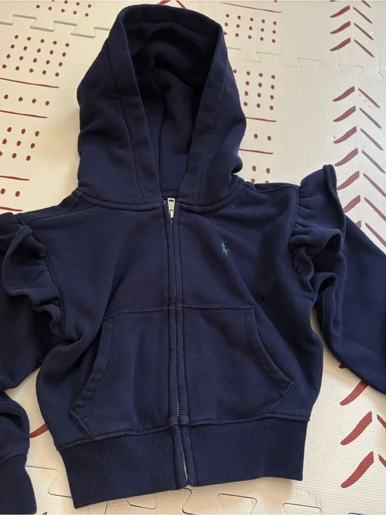 Ralph Lauren Navy Zip Hoodie with Polo Pony Embroidery
