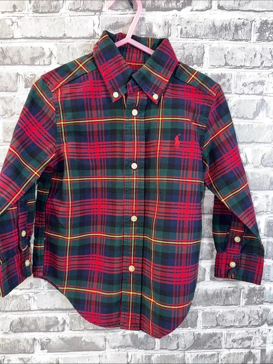 Ralph Lauren Red & Green Plaid Button-Down Shirt