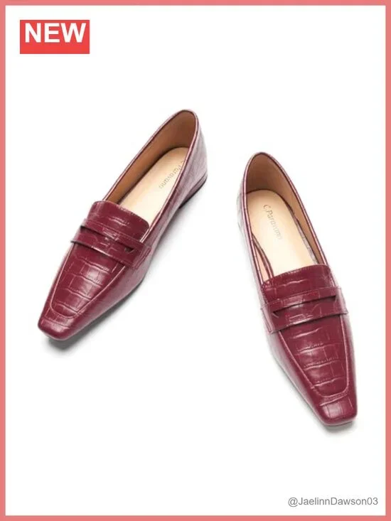 Women's Penny Loafers Slip On Square Toe Lambskin Lined Comfort Flats