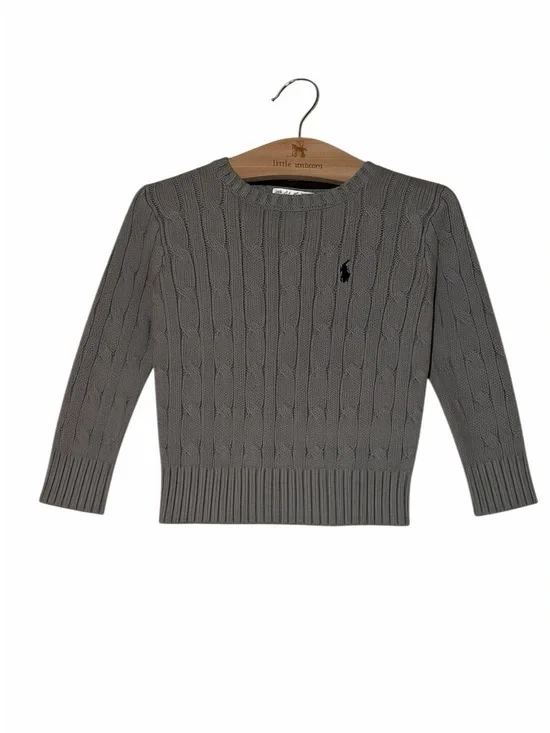 Ralph Lauren baby boys Gray Cable-Knit Crewneck Sweater sz 18m