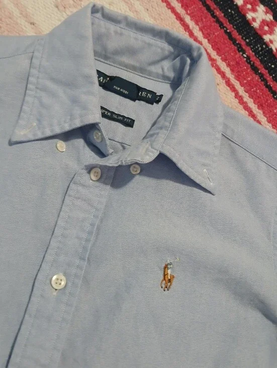 Polo Ralph Lauren Blue Button Up Super Slim Fit‎ Girls/2 Preppy Casual