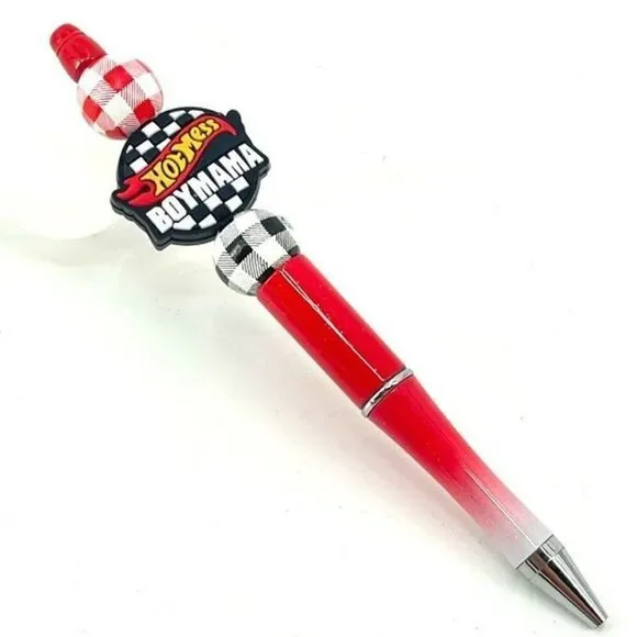 Hot Mess Boy Mama checker checkered flag pen handmade NEW red white black green