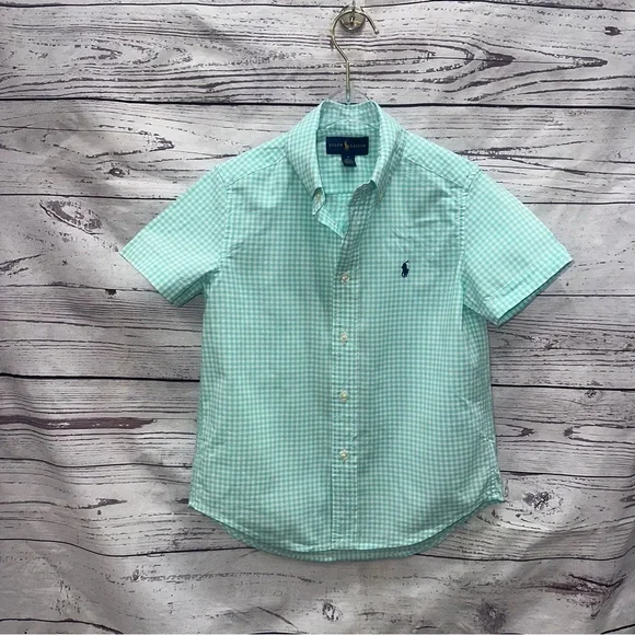 Ralph Lauren Mint Green Gingham Shirt Size 6