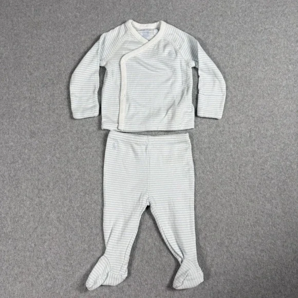 Ralph Lauren Striped Footed Set 9M Blue White Preppy Minimalist Loungewear