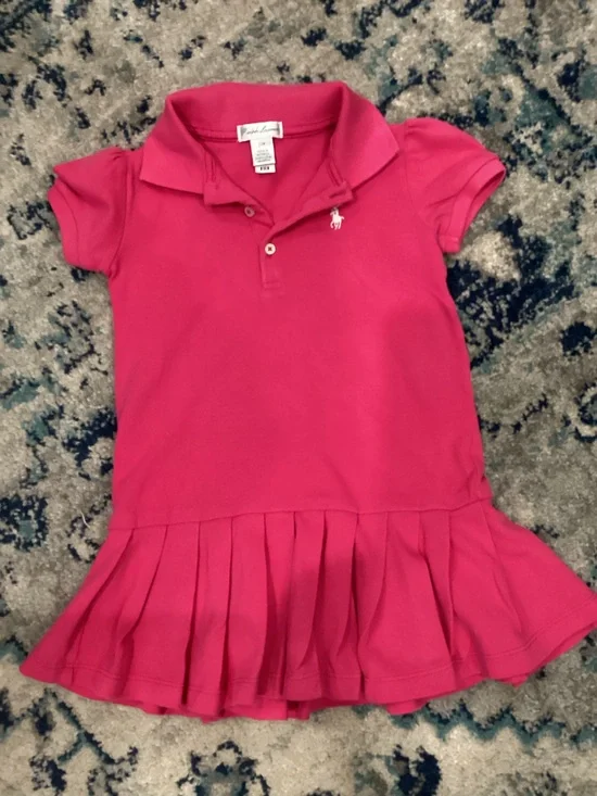 Kids Ralph Lauren Hot Pink Polo dress no matching bottoms with Pleated Hem