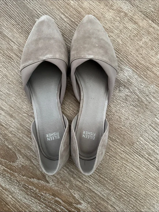 Eileen Fisher Taupe Suede D'Orsay Flats