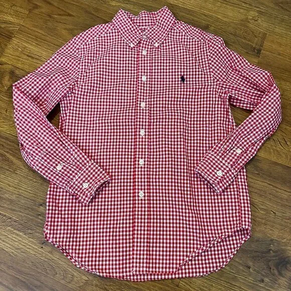Ralph Lauren gingham plaid button up shirt