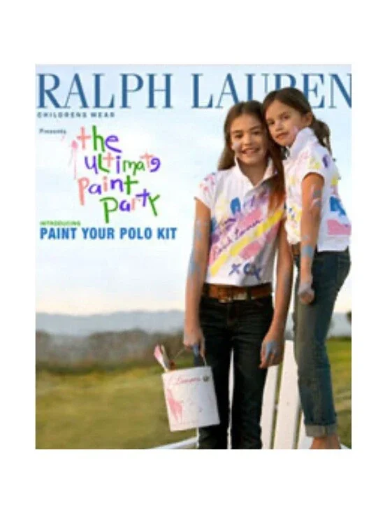 RARE NEW Polo Ralph Lauren Paint Your Polo Party Kit 3 Youth Medium 10 Pink Pony