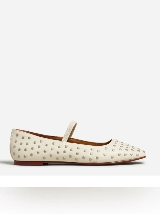 Madewell Ecru Studded Mary Jane Flats 8