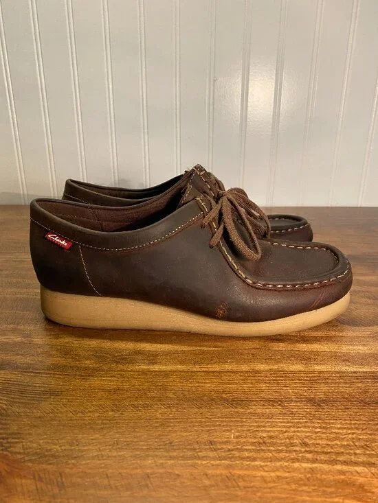 Clarks Brown Leather Wallabee Style Lace Up Shoes - Women's Size 8M
