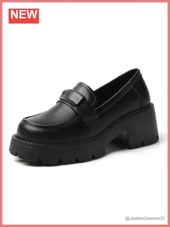 Faux Leather Chunky Platform Loafers for Women Slip-On Comfortable