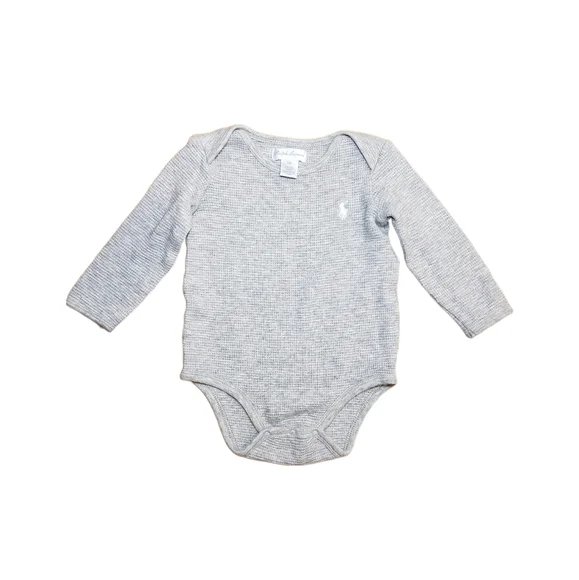 Ralph Lauren 6m Baby Boy Light Grey Thermal Long Sleeve Bodysuit