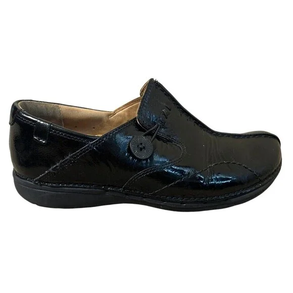 Clarks Artisan Unstructured Womens Un.Loop Loafers Slip On Faux Leather Black 7