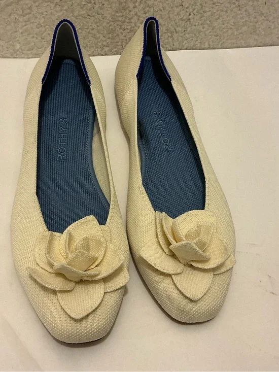 Rothy's the flat Cream Floral Canvas Ballet Flats size 10.5