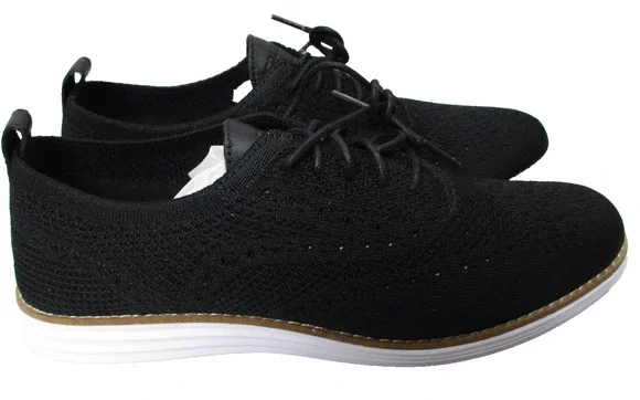 Cole Haan Womens Sz 9 B Black OG Grand Stitchlite Wingtip Oxford Knit Shoes