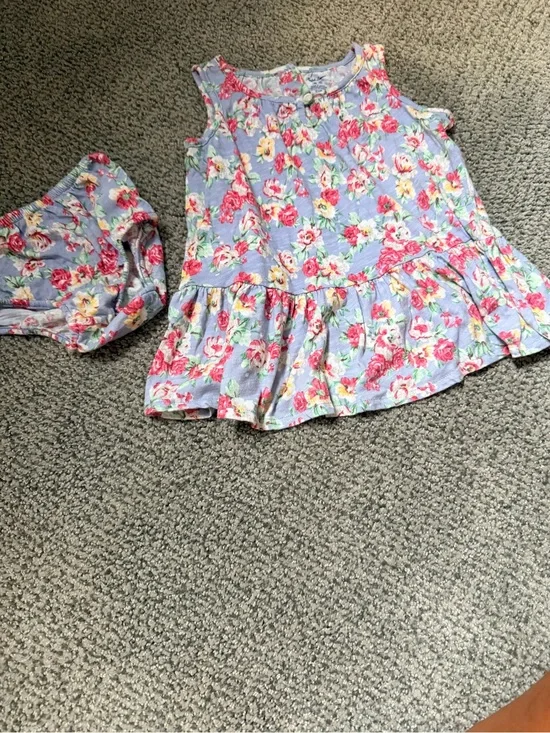 Ralph Lauren Floral Baby Dress and Diaper Cover Light Lavender and Pink