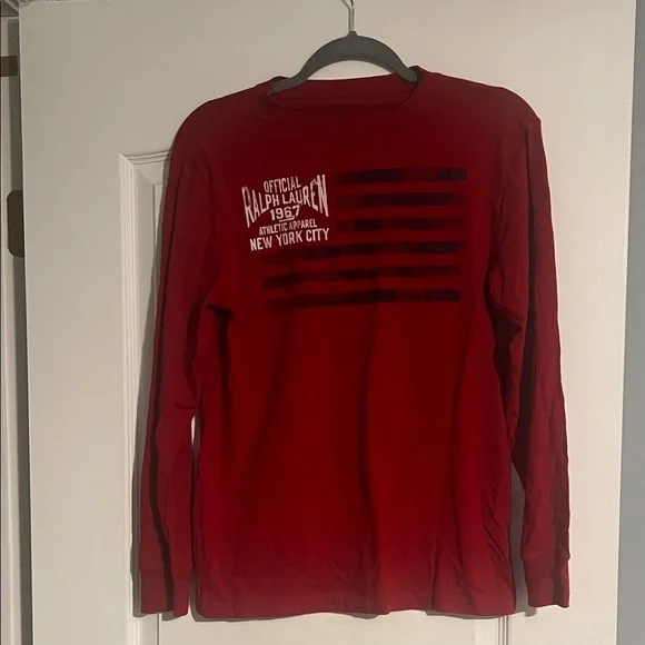 Ralph Lauren Men's Graphic Red Long Sleeve Tee