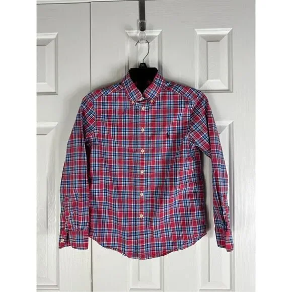 Ralph Lauren Boys Plaid Button Front Shirt 10/12