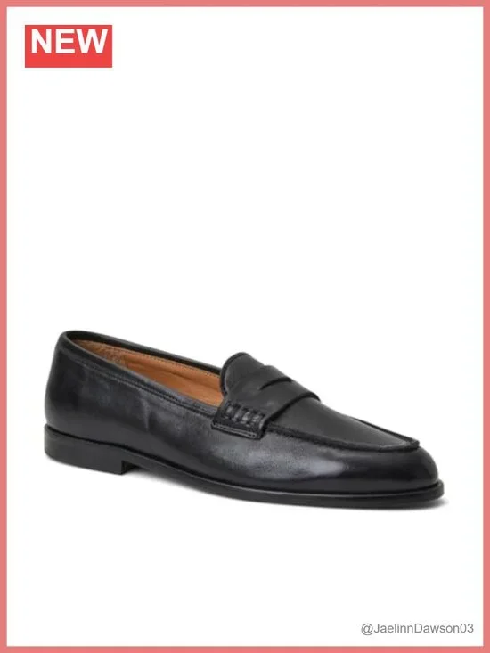 Women's Italian Nappa Leather Penny Loafers Slip-On Dress Shoes, Handcrafted in