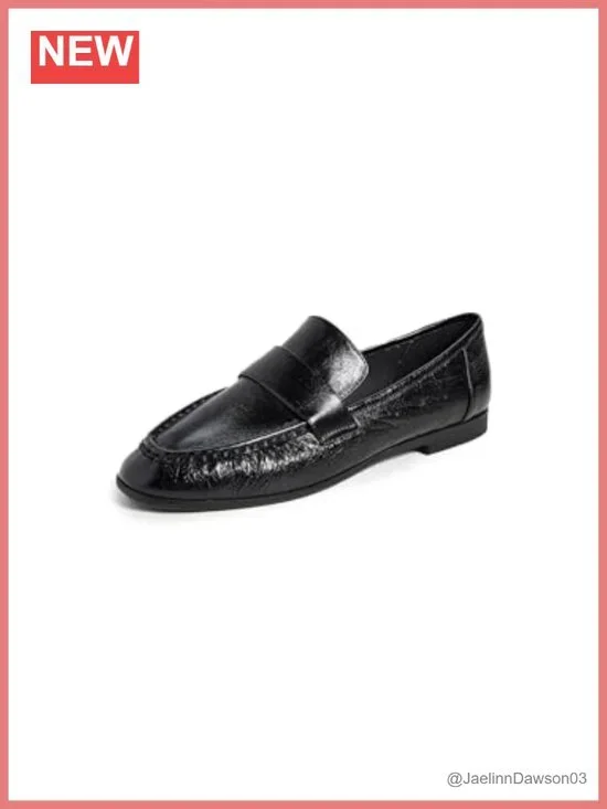 Women's Leather Loafers Padded Footbed Rubber Sole Slip-On Shoes