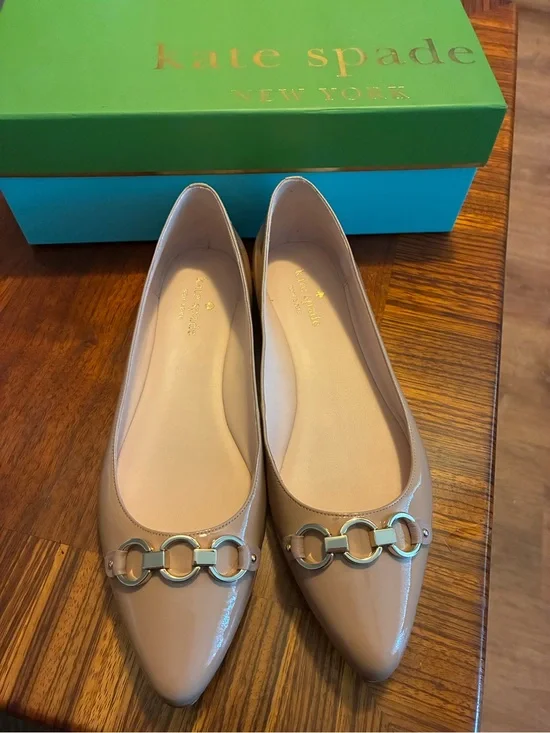 Kate Spade New York Women’s Nadia  Ballet Flats Patent Nude