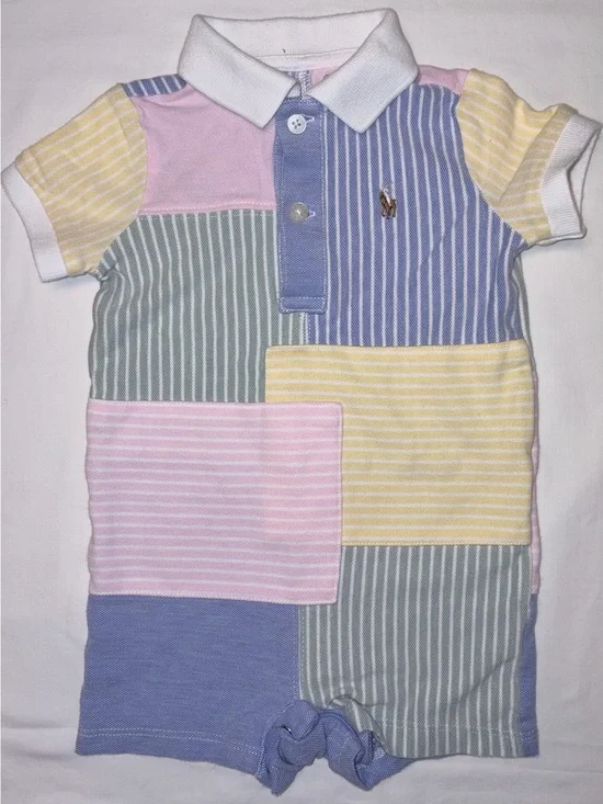 Ralph Lauren pastel multi stripe romper sz 6 months EUC