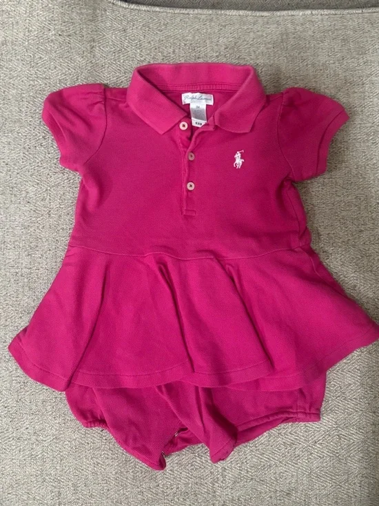 Ralph Lauren Girls Hot Pink Polo Dress with Bloomer Set
