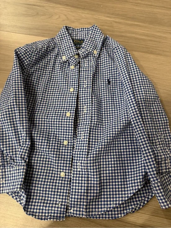 Ralph Lauren Blue and White Gingham Button-Down Shirt