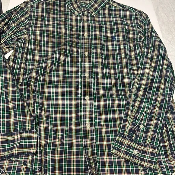 Ralph Lauren Green and Blue Plaid Casual Button Down Shirt