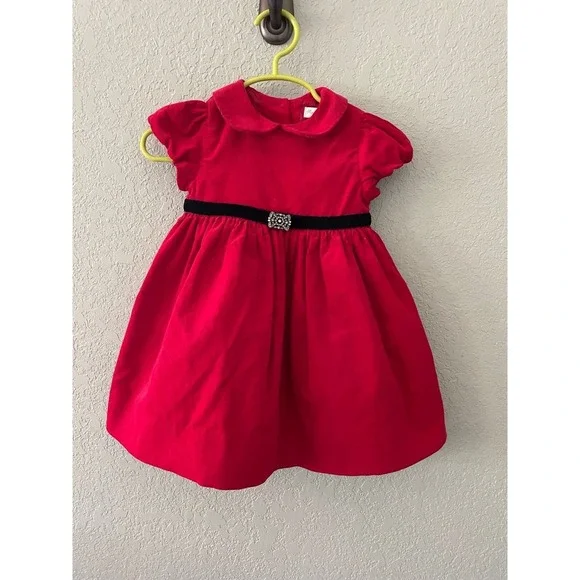 Ralph Lauren Girls 6 Month Red Corduroy Collared‎ Dress Holiday Christmas