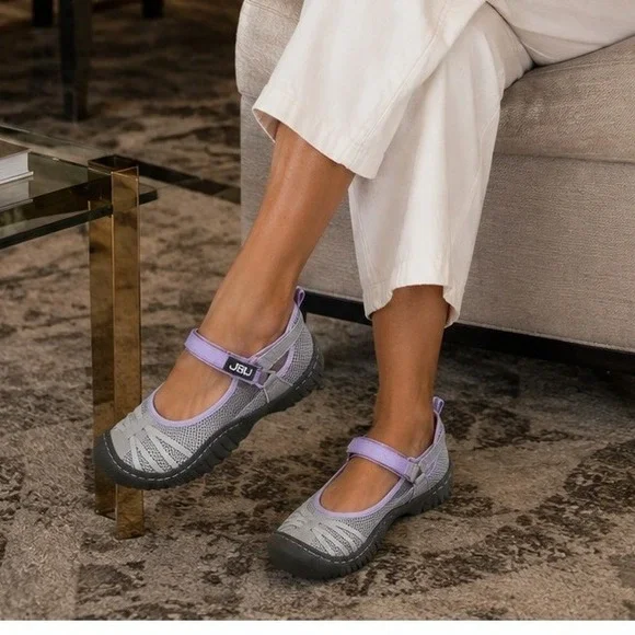 JBU Size 8.5 Malibu Vegan‎ Water Ready Shoe Grey Purple Mesh Mary Jane #1070