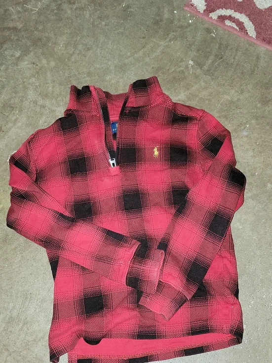 Ralph Lauren Red Plaid Quarter-Zip Sweater