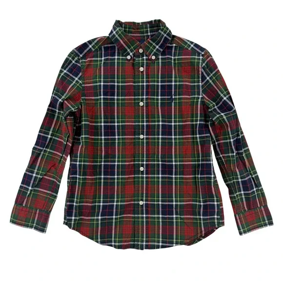 Ralph Lauren Shirt Kids 7 Multicolor‎ Plaid Long Sleeve Button Up Stretch Cotton