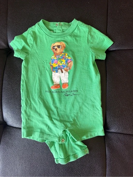 Ralph Lauren Green Polo Bear One-Piece 3 months