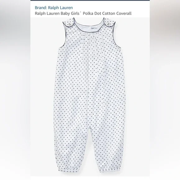 Ralph Lauren Baby Girls' Polka Dot Cotton One Piece Coverall size 12 months