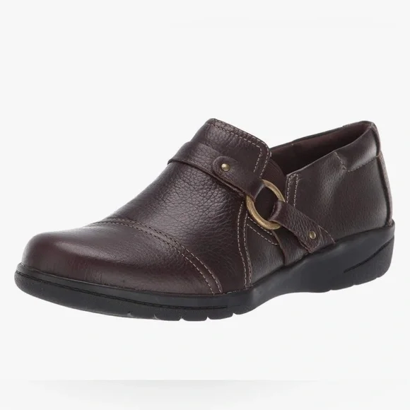 CLARKS CHEYN FAME PUMP LOFTERS DARK BROWN LEATHER 9.5