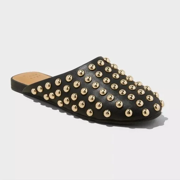 Women's Flats by A New Day Channing Studded Black Size 6‎ New With Tags
