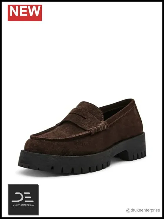 Women's Suede Platform Loafers with 1.5in Heel True-to-Size